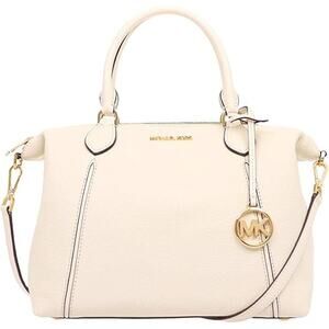 Michael Kors Lenox Leather Medium Satchel Shoulder Bag White